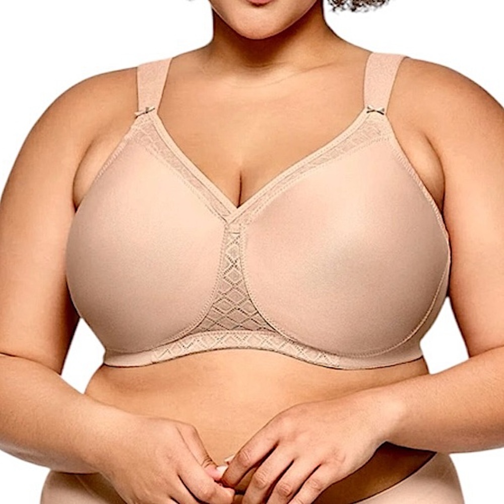 •Glamorise 42H Tan Minimizer Seamless T-Shirt Bra! NEW!
